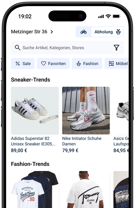 Smartphone mit der Localora App geöffnet